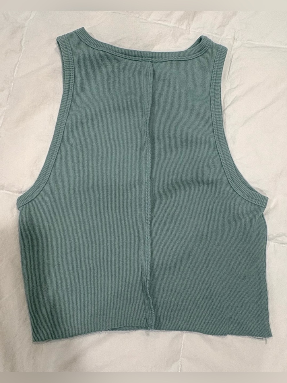 PacSun Sage Green Ribbed Crop Tank Top XS Y2K Coastal - Picture 3 of 4